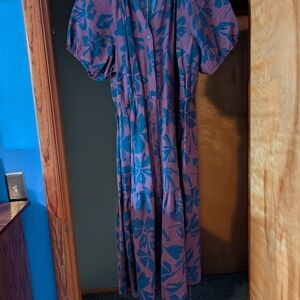 Sonoma Mauve Dress with Teal Floral Print